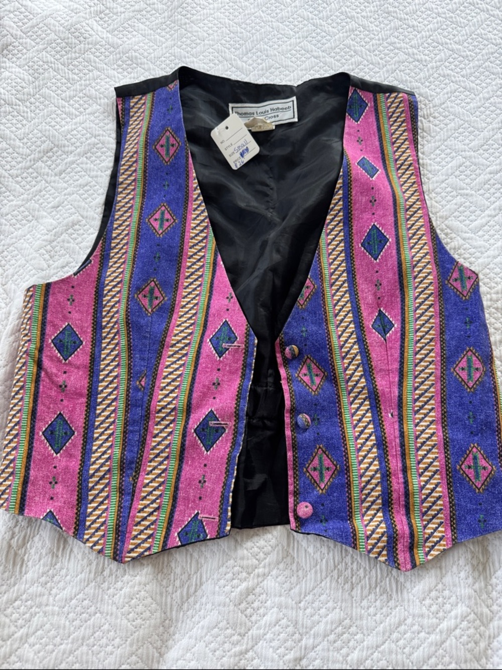 Vintage Southwestern Pattern Vest in Pink & Blue